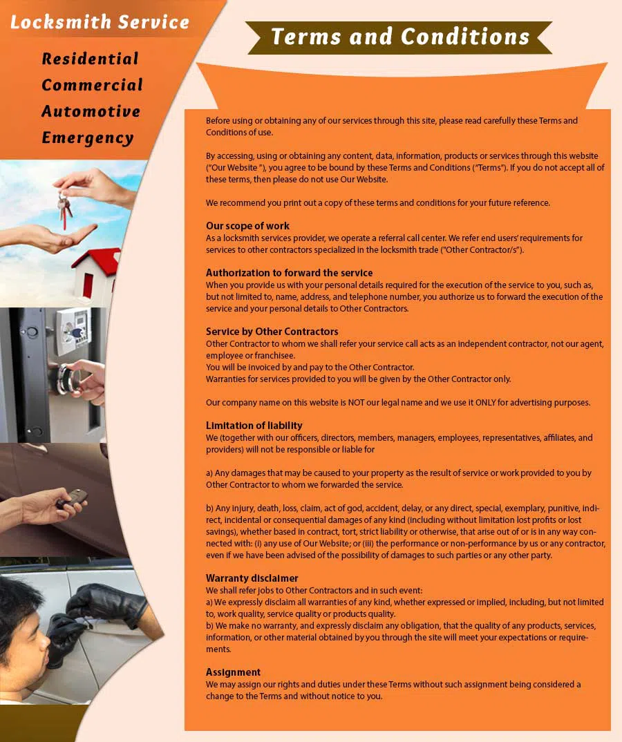 Tucson Locksmith 24 Hours, Tucson, AZ 520-226-3774 - terms-ls